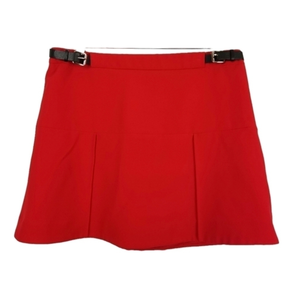 Express Mini Skirt Red Buckle Embellishment Accents Zipper Lined Women's Size 6